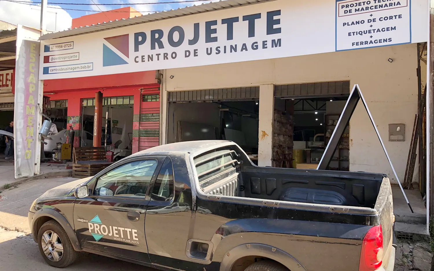 Fachada da loja Centro Projette na ADE 200, Recanto das Emas, Brasília DF
